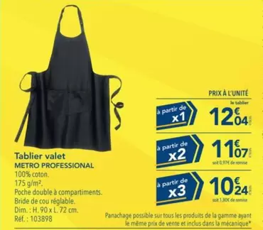 Metro Professional - Tablier Valet offre à 12,04€ sur Metro