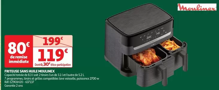 Moulinex - Friteuse Sans Huile offre à 119€ sur Auchan Hypermarché