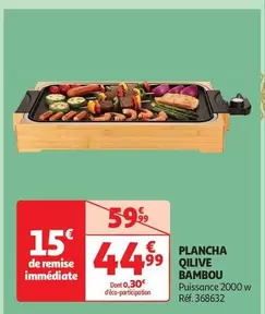 Qilive - Plancha Bambou offre à 44,99€ sur Auchan Hypermarché