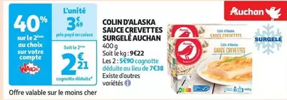 Auchan - Colin D'Alaska Sauce Crevettes Surgelé offre à 3,69€ sur Auchan Hypermarché