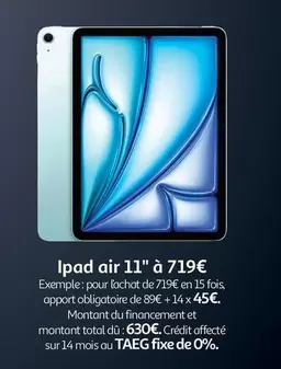 Apple - Ipad Air 11"   offre à 719€ sur Auchan Hypermarché