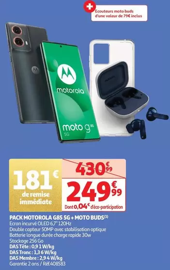 Motorola - Pack G85 5G + Moto Buds offre à 249,99€ sur Auchan Hypermarché