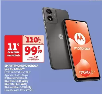 Motorola - Smartphone E14 4G 128Go offre à 99,99€ sur Auchan Hypermarché