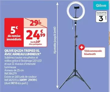 Qilive - Q4224 Trepied XL Avec Anneau Lumineux offre à 24,99€ sur Auchan Hypermarché