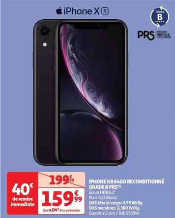 Apple - Iphone Xr 64Go Reconditionné Grade B PRS offre à 159,99€ sur Auchan Hypermarché