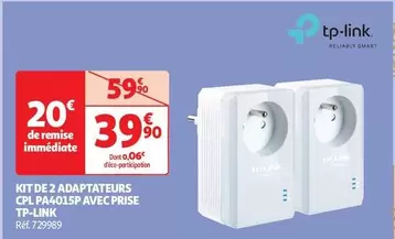 Tp-Link - Kit De 2 Adaptateurs Cpl PA4015P Avec Prise offre à 39,9€ sur Auchan Hypermarché