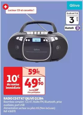 Qilive - Radio Cd Et K7 Q1284 offre à 49,9€ sur Auchan Hypermarché