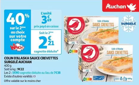 Auchan - Colin D'Alaska Sauce Crevettes Surgelé offre à 3,69€ sur Auchan Supermarché