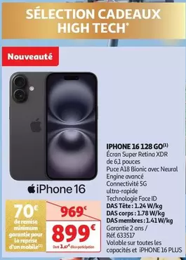 Apple - Iphone 16 128 Go offre à 899€ sur Auchan Hypermarché