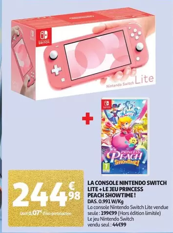 Nintendo - La Console Switch Lite + Le Jeu Princess Peach Showtime! offre à 244,98€ sur Auchan Hypermarché