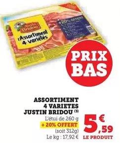 Justin Bridou - Assortiment 4 Varietes offre à 5,59€ sur Hyper U