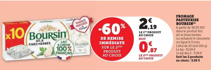 Boursin - Fromage Pasteurise offre à 2,19€ sur Hyper U