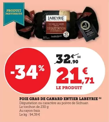 Labeyrie - Foie Gras De Canard Entier offre à 21,71€ sur Hyper U