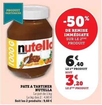 Nutella - Pate A Tartiner offre à 6,4€ sur Hyper U