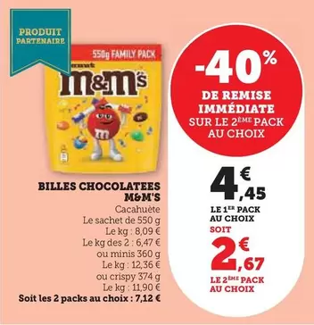 M&M's - Billes Chocolatees offre à 4,45€ sur Hyper U