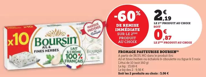 Boursin - Fromage Pasteurise offre à 2,19€ sur Hyper U