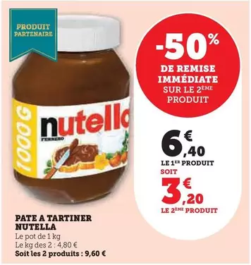 Nutella - Pate A Tartiner offre à 6,4€ sur Hyper U