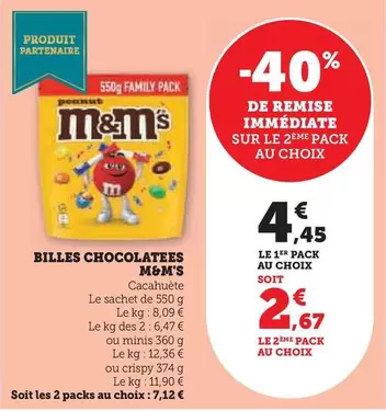 M&M's - Billes Chocolatees offre à 4,45€ sur Hyper U