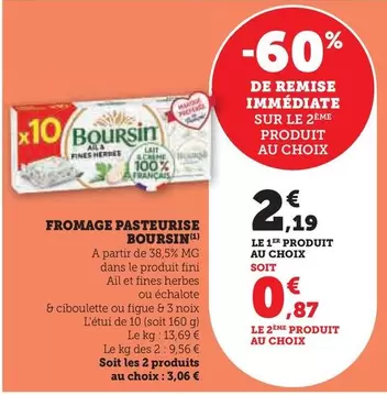 Boursin - Fromage Pasteurise offre à 2,19€ sur Super U