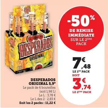 Desperados - Original 5,9° offre à 7,48€ sur Super U