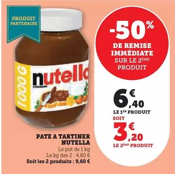 Nutella - Pate A Tartiner offre à 6,4€ sur Super U