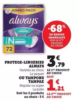 Always - Protege Lingeries offre à 3,79€ sur Super U