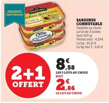 Connetable - Sardines offre à 4,29€ sur Super U