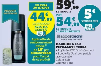 Sodastream - Machine A Eau Petillante Terra offre à 44,99€ sur Super U