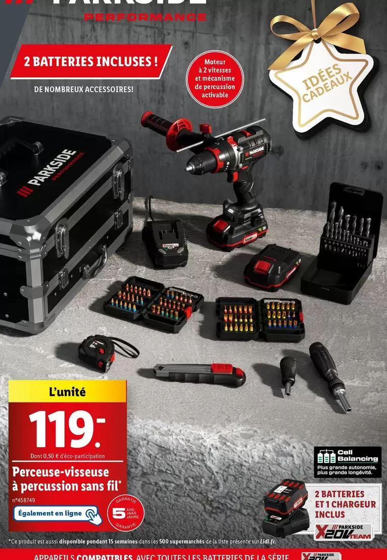 Parkside - Perceuse-Visseuse À Percussion Sans Fil offre à 119€ sur Lidl