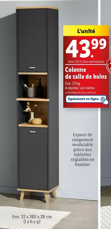 Colonne De Salle De Bains offre à 43,99€ sur Lidl