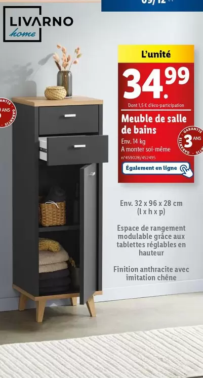 Meuble De Salle De Bains offre à 34,99€ sur Lidl