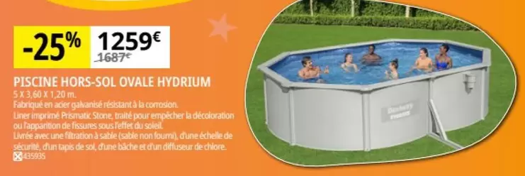 Bestway - Piscine Hors Sol Ovale Hydrium offre à 1259€ sur Irrijardin