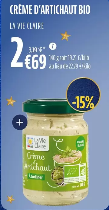 Crème D'artichaut Bio offre à 2,69€ sur La Vie Claire