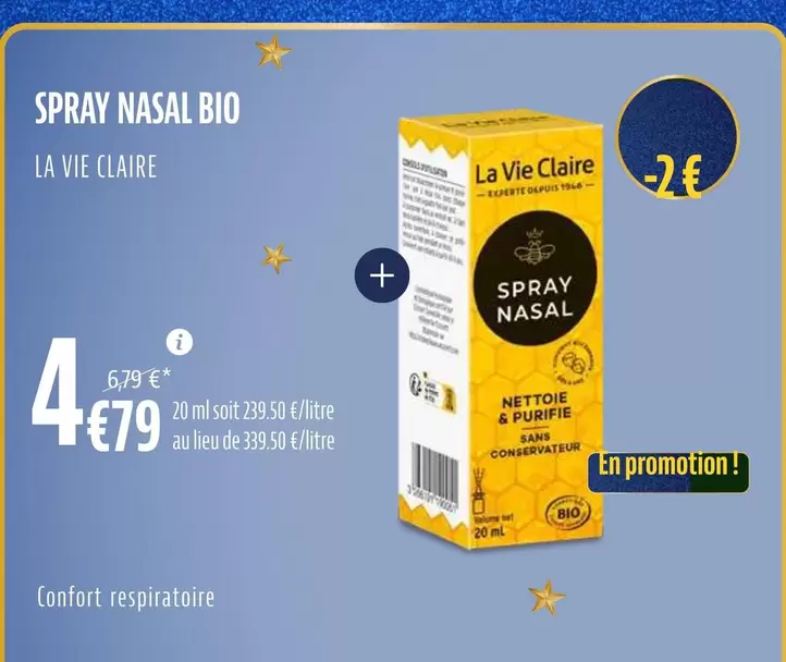 La Vie Claire - Spray Nasal Bio offre à 4,79€ sur La Vie Claire