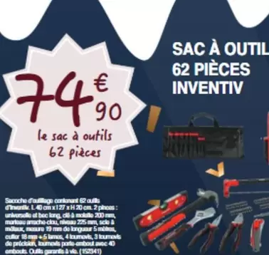 Sac À Outils 62 Pièces Inventiv offre à 74,9€ sur Chretien Matériaux