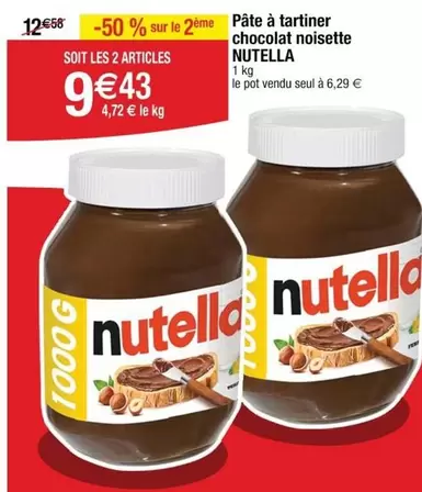 Nutella - Pâte À Tartiner Chocolat Noisette offre à 9,43€ sur Cora