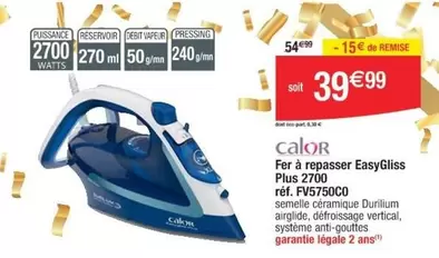 Calor - Fer À Repasser Easygliss Plus 7700 offre à 39,99€ sur Cora