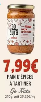 Go Nuts - Pain D'Épices À Tartiner offre à 7,99€ sur Naturalia