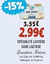 Grandeur Nature - Spécialité Laitière Sans Lactose offre à 2,99€ sur Naturalia