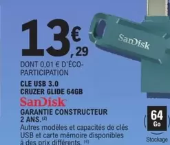 SanDisk - Garantie Constructeur offre à 13,29€ sur E.Leclerc Espace Culturel