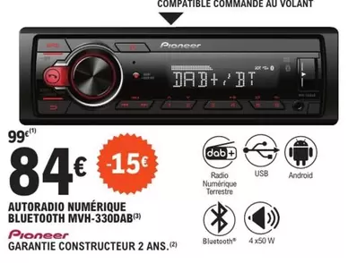 Autoradio Numérique Bluetooth Mvh-330dab offre à 84€ sur E.Leclerc L'Auto