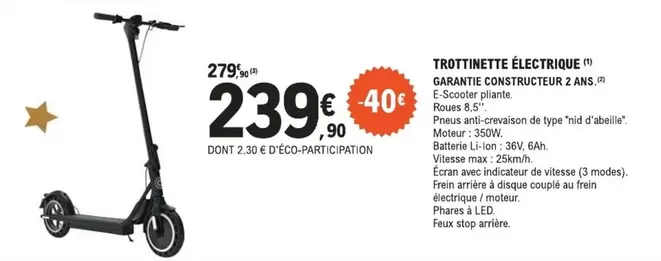 Écran - Trottinette Electrique offre à 239,9€ sur E.Leclerc Sports