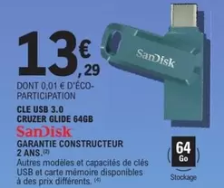 SanDisk - Garantie Constructeur offre à 13,29€ sur E.Leclerc