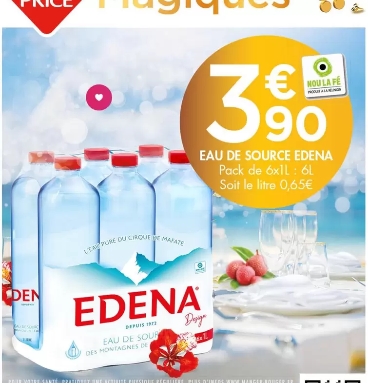 Edena - Eau De Source offre à 3,9€ sur Leader Price