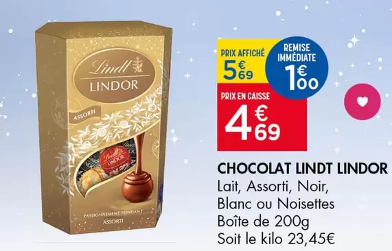 Lindt - Chocolat Lindor offre à 4,69€ sur Leader Price