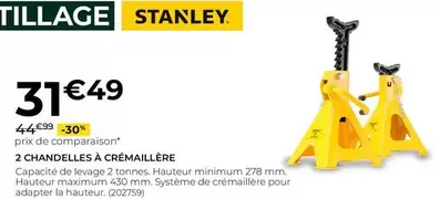 Stanley - 2 Chandelles À Crémaillère offre à 31,49€ sur Feu Vert