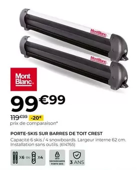 Mont Blanc - Porte-Skis Sur Barres De Toit Crest offre à 99,99€ sur Feu Vert