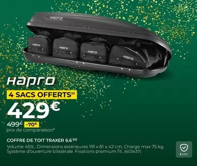 Hapro - Coffre De Toi Traxer 6.6 offre à 429€ sur Feu Vert