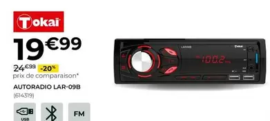 Tokai - Autoradio Lar-09B offre à 19,99€ sur Feu Vert