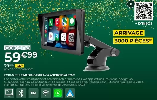 Gokana - Écran Multimédia Carplay & Android Auto offre à 59,99€ sur Feu Vert